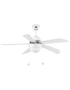 Lubų ventiliatorius Faro Veneto, su šviestuvu, baltos spalvos