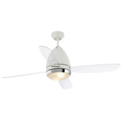 Lubų ventiliatorius Faro Faretto, su šviestuvu, baltos spalvos