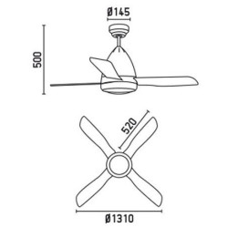 Lubų ventiliatorius Faro Faretto, su šviestuvu, baltos spalvos
