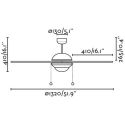 Lubų ventiliatorius Faro Manila, su šviestuvu, baltos spalvos