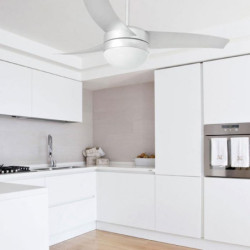 Lubų ventiliatorius Faro Easy, su šviestuvu, baltos spalvos