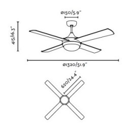 Lubų ventiliatorius Faro Icaria, su šviestuvu, baltos spalvos