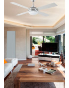 Lubų ventiliatorius Faro Icaria, su šviestuvu, aliuminio spalvos