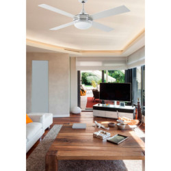 Lubų ventiliatorius Faro Icaria, su šviestuvu, aliuminio spalvos