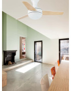 Lubų ventiliatorius Faro Mini Ufo, su šviestuvu, baltos spalvos