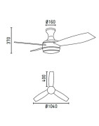 Lubų ventiliatorius Faro Mini Ufo, su šviestuvu, baltos spalvos
