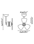 Lubų ventiliatorius Faro Vedra, be šviestuvo, auksinės spalvos