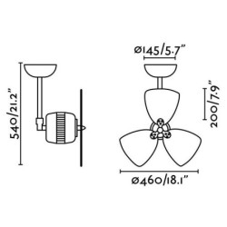 Lubų ventiliatorius Faro Vedra, be šviestuvo, auksinės spalvos