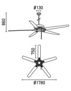 Lubų ventiliatorius Faro Nisos, be šviestuvo, rudos spalvos