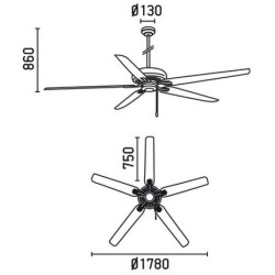 Lubų ventiliatorius Faro Nisos, be šviestuvo, rudos spalvos