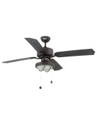 Lubų ventiliatorius Faro Hierro, su šviestuvu, rudos spalvos