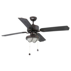 Lubų ventiliatorius Faro Hierro, su šviestuvu, rudos spalvos