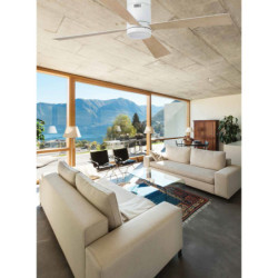 Lubų ventiliatorius Faro Timor, su šviestuvu, baltos spalvos