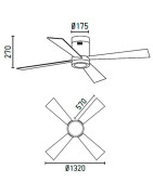 Lubų ventiliatorius Faro Timor, su šviestuvu, baltos spalvos