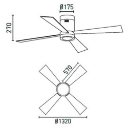 Lubų ventiliatorius Faro Timor, su šviestuvu, baltos spalvos