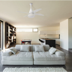 Lubų ventiliatorius Faro Wind, su šviestuvu, baltos spalvos