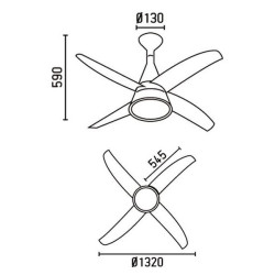 Lubų ventiliatorius Faro Wind, su šviestuvu, baltos spalvos