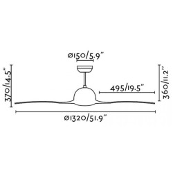Lubų ventiliatorius Faro Lakki, be šviestuvo, baltos spalvos
