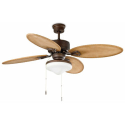 Lubų ventiliatorius Faro Lombok, su šviestuvu, rudos spalvos