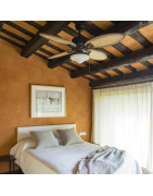 Lubų ventiliatorius Faro Lombok, su šviestuvu, rudos spalvos