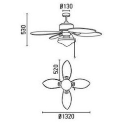 Lubų ventiliatorius Faro Lombok, su šviestuvu, rudos spalvos
