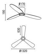 Lubų ventiliatorius Faro Nias, su DC varikliu, nikelio spalvos