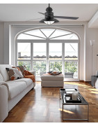 Lubų ventiliatorius Faro Winch, su šviestuvu, rudos spalvos