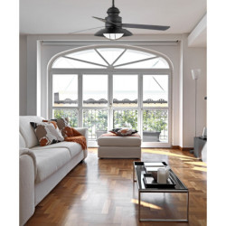 Lubų ventiliatorius Faro Winch, su šviestuvu, rudos spalvos