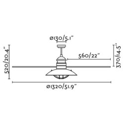 Lubų ventiliatorius Faro Winch, su šviestuvu, rudos spalvos