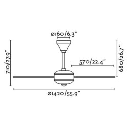 Lubų ventiliatorius Faro Aoba, be šviestuvo, pilkos spalvos