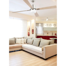 Lubų ventiliatorius Faro Palk, su DC varikliu, nikelio spalvos