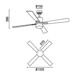 Lubų ventiliatorius Faro Palk, su DC varikliu, nikelio spalvos