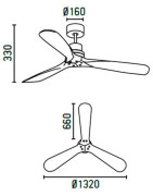 Lubų ventiliatorius Faro Lantau, be šviestuvo, nikelio spalvos