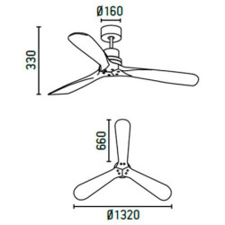 Lubų ventiliatorius Faro Lantau, be šviestuvo, nikelio spalvos