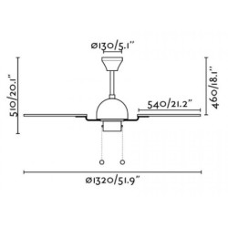 Lubų ventiliatorius Faro Cuba, be šviestuvo, rudos spalvos
