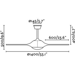 Lubų ventiliatorius Faro Kailua, su šviestuvu, baltos spalvos