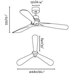 Lubų ventiliatorius Faro Lantau-G, be šviestuvo, nikelio spalvos