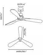 Lubų ventiliatorius Faro Lantau-G, be šviestuvo, nikelio spalvos