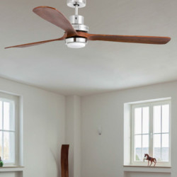 Lubų ventiliatorius Faro Lantau-G, su šviestuvu, nikelio spalvos