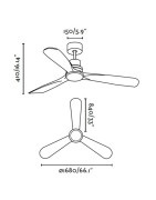 Lubų ventiliatorius Faro Lantau-G, su šviestuvu, nikelio spalvos
