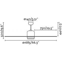 Lubų ventiliatorius Faro Tilos, su šviestuvu, rudos spalvos