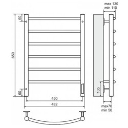 Elektrinis rankšluosčių džiovintuvas Terminus Classic C6, kairė