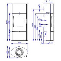 Plieninė krosnelė Romotop Ovalis G 03A, 8kW