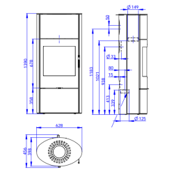Plieninė krosnelė Romotop Ovalis 03A, 8kW