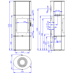 Plieninė krosnelė Romotop Lugo N 04A, su apdaila, 8kW