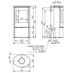 Plieninė krosnelė Romotop Laredo 04, su apdaila, 6.5kW