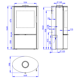 Plieninė krosnelė Romotop Ovalis G 03, 8kW