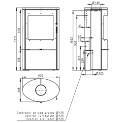 Plieninė krosnelė Romotop Ovalis 02, muilo akmens apdaila, 8kW
