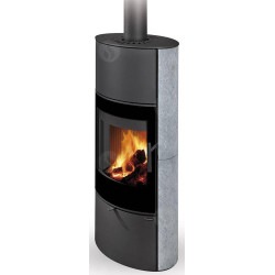 Plieninė krosnelė Romotop Ovalis G 02A, muilo akmens apdaila,8kW