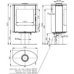 Plieninė krosnelė Romotop Ovalis T 02, muilo akmens apdaila, 8kW